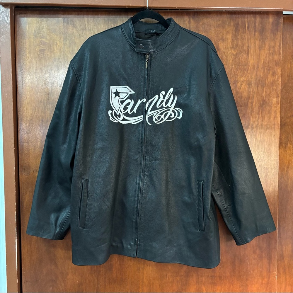 Famous Stars and Straps Black Leather Jacket size XXL